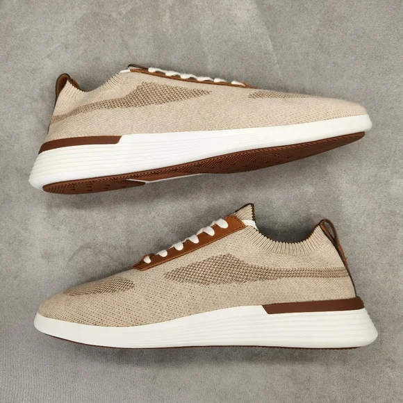 Wolf & Shepherd Men's Sneakers 11 Cream Tan SupremeKnit Trainers Sock New $175 - Picture 9 of 16